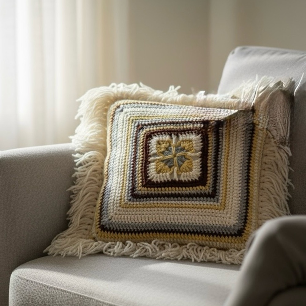 Handmade Crochet Throw Pillow